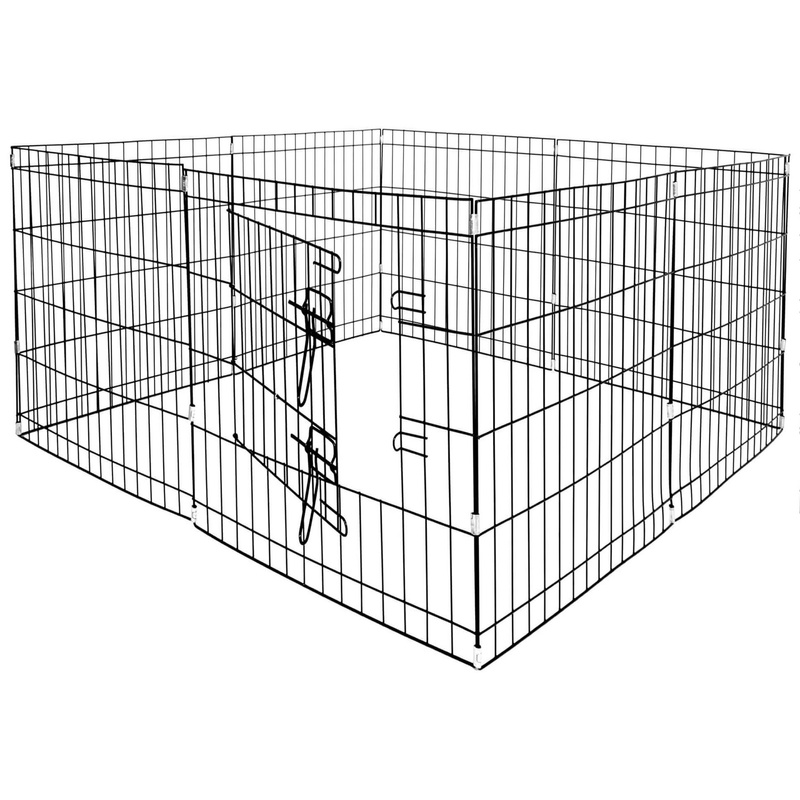 Kojec dla zwierząt metalowy wybieg dla szczeniaków klatka dla psa 155x61 cm czarna