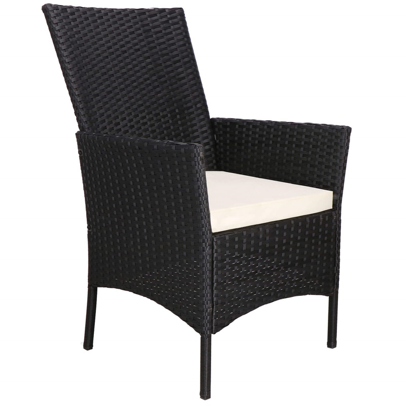 Krzesło ogrodowe technorattan balkonowe tarasowe plecione z poduszką czarne