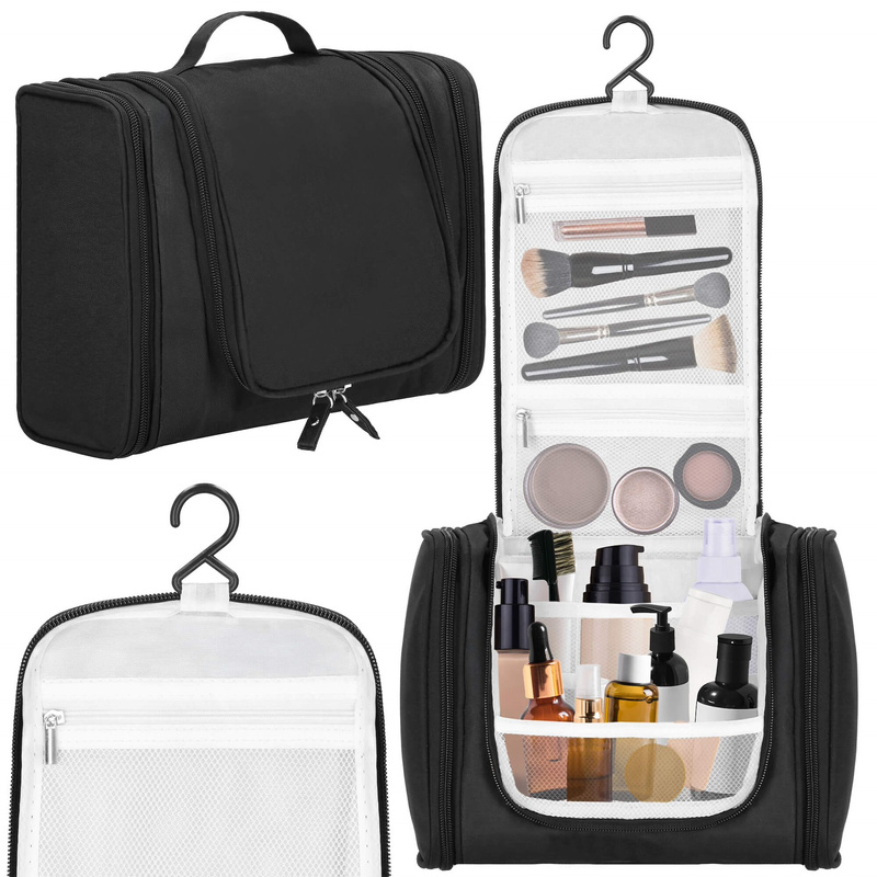 Kosmetyczka, organizer podróżny 24x21x10 cm kuferek z 13 przegródkami, czarny