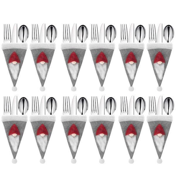 Kieszonka na sztućce 12szt. świąteczne etui, czapka szara ozdoba świąteczna