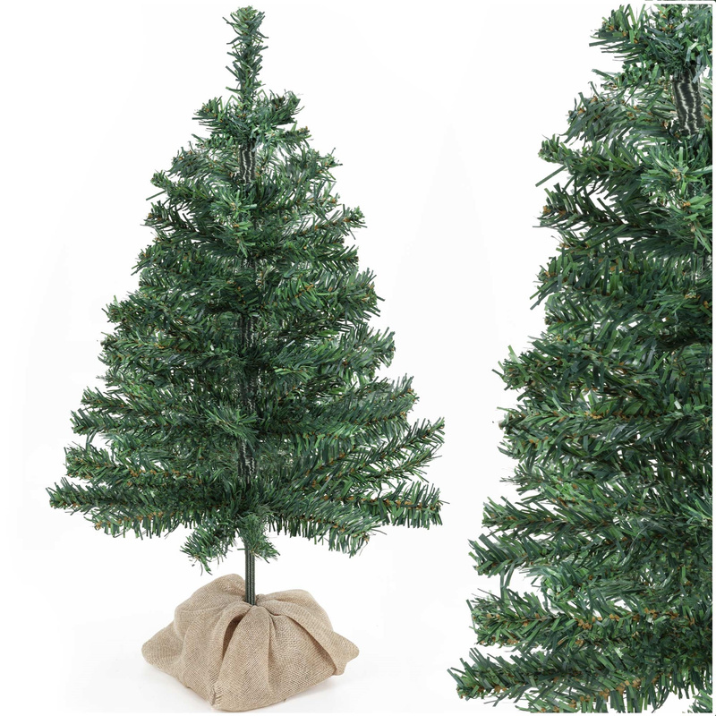 Mała choinka sztuczna 60 cm sosna naturalna z jutą na stolik, biurko mini ozdoba