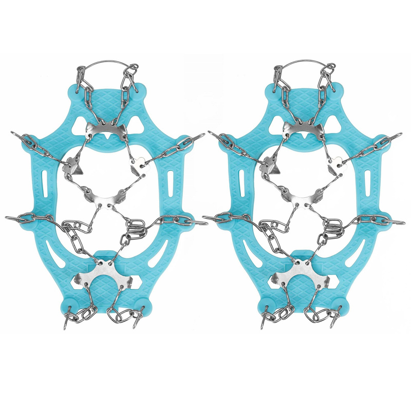 Raczki na buty turystyczne stalowe antypoślizgowe nakładki rozmiar 40-45 turkusowe