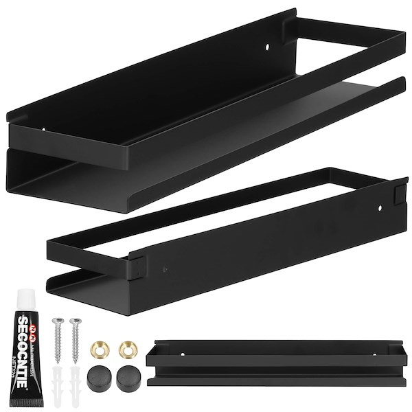 Półka łazienkowa wisząca pod prysznic 40x10 cm stal nierdzewna loft czarna