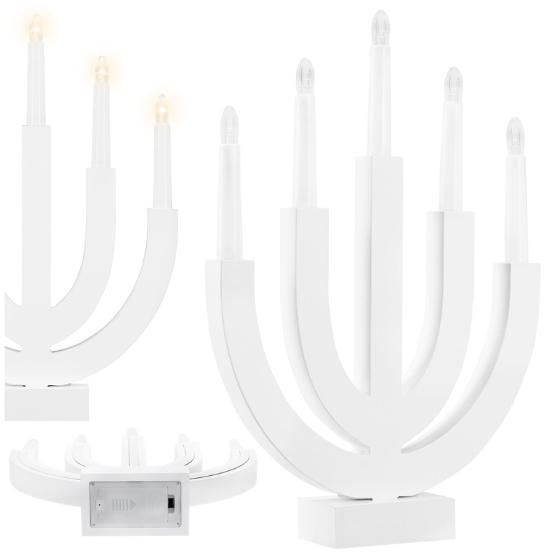 Świecznik świąteczny adwentowy Led 5 świec ozdoba bożonarodzeniowa na baterie biała