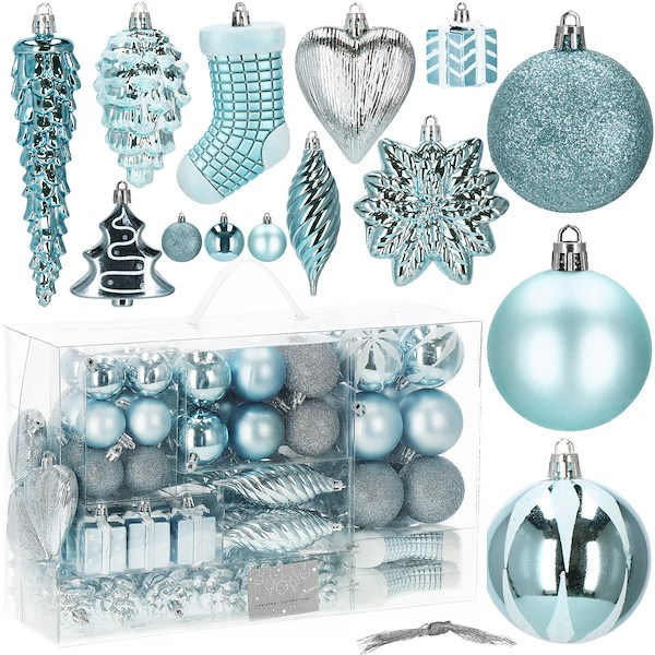 Bombki choinkowe 72 szt. niebieskie zestaw choinkowy ozdoby świąteczne