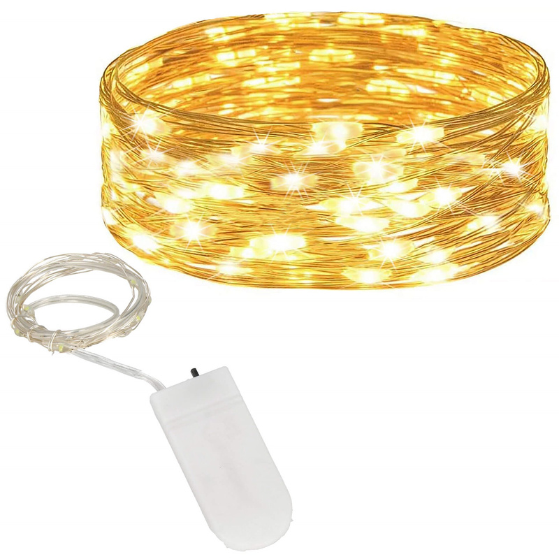 Lampki choinkowe 10 LED na baterię ciepły biały