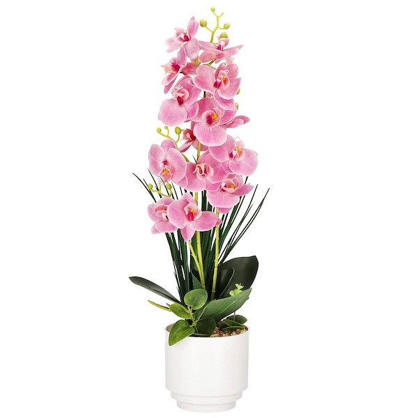 Sztuczny storczyk orchidea w doniczce 56 cm dekoracyjna roślina doniczkowa różowa