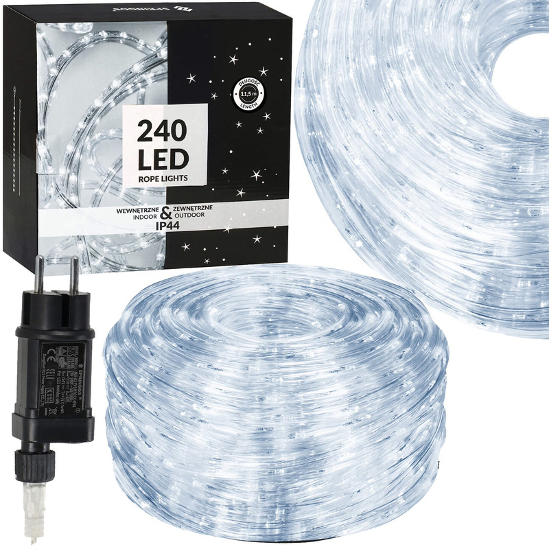 Wąż świetlny 11,5 m zimny biały 240 Led z programatorem IP44 dekoracja świąteczna