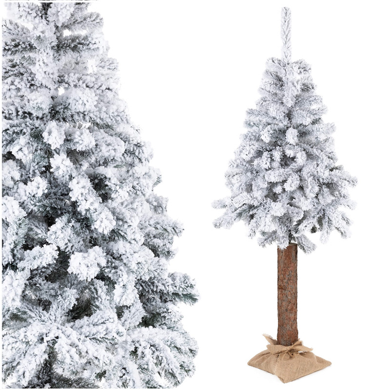 Choinka na pniu 180 cm sztuczna świerk śnieżony jak żywy, ze stojakiem