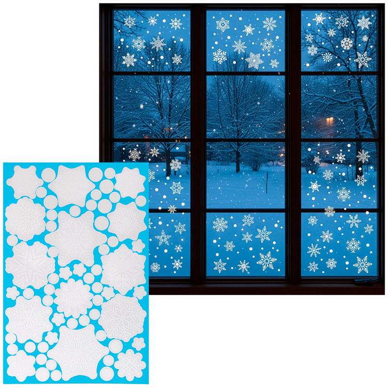 Naklejki, ozdoby na okno 65 szt. śnieżynki, dekoracje okienne, samoprzylepne, białe