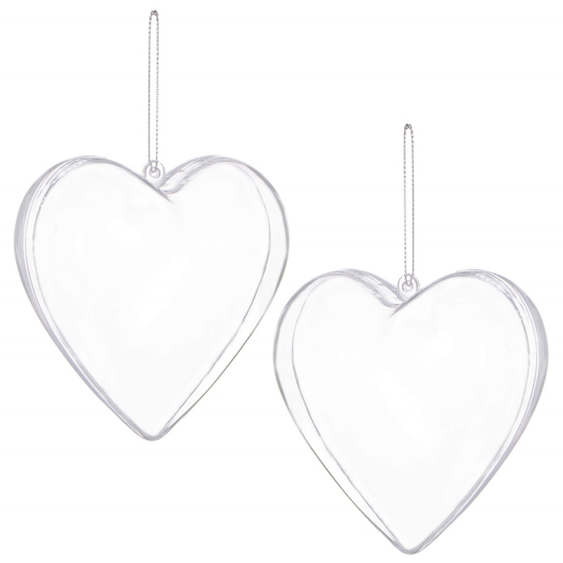 Bombki akrylowe 6cm serce plastikowe decoupage zestaw 2 szt.
