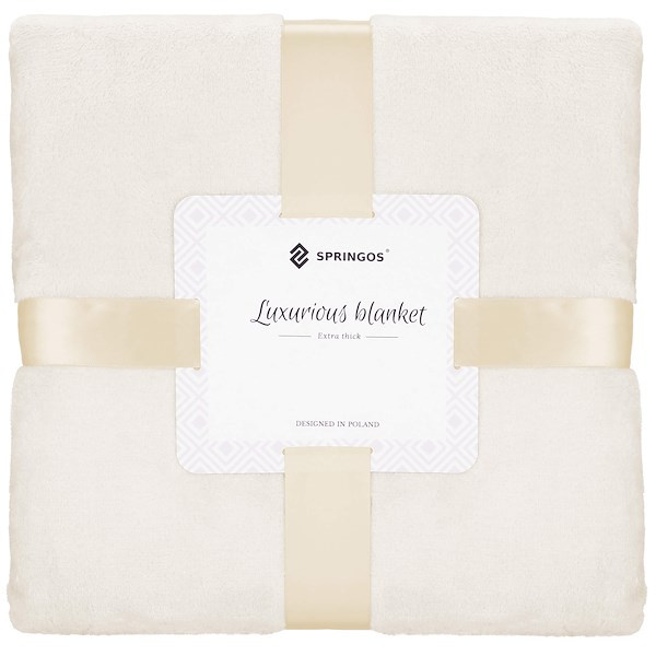 Narzuta na łóżko, koc 90x160 cm pled kremowy na kanapę