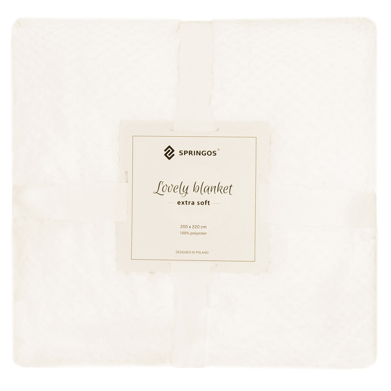 Narzuta na łóżko beżowy koc 200x220 cm pled na kanapę