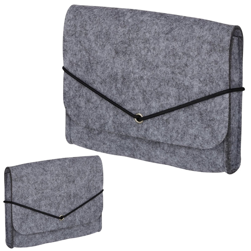 Organizer filcowy na akcesoria pokrowiec z gumką saszetka kopertowa szara