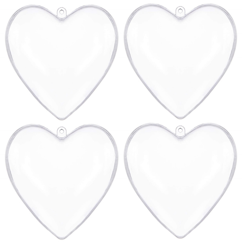 Bombki akrylowe 10cm serce plastikowe decoupage zestaw 4 szt.