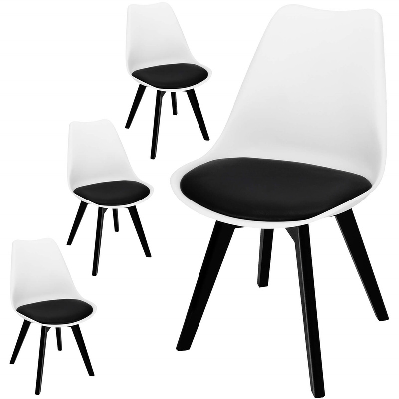 Krzesła Verde 4 szt. do jadalni, kuchni skandynawskie nowoczesne biało-czarne
