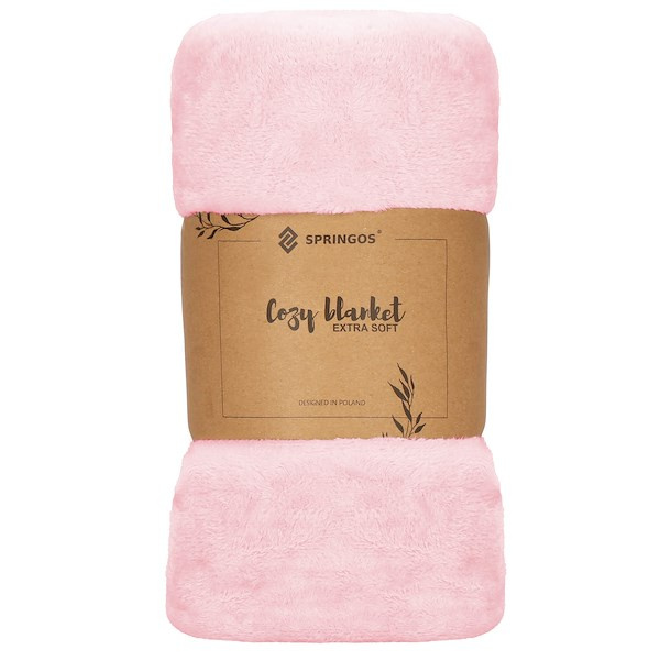 Narzuta na łóżko różowy koc 70x160 cm pled na kanapę