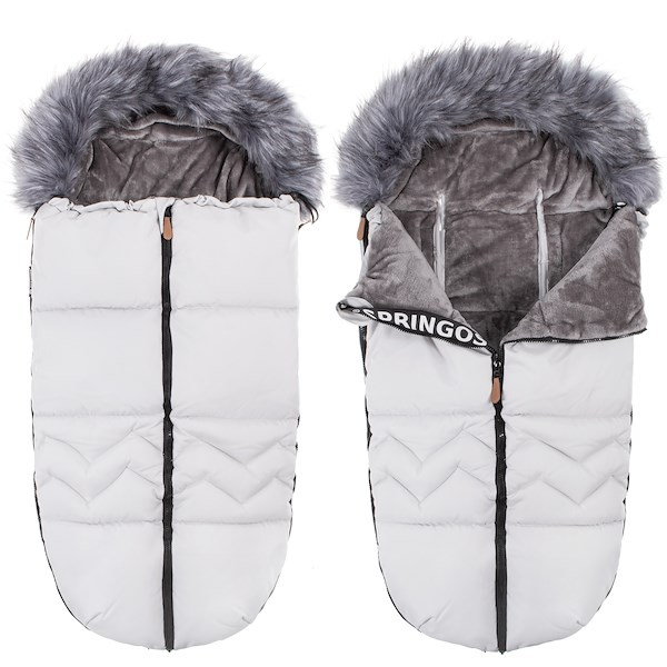 Śpiworek do wózka 4w1, śpiwór z futerkiem do sanek, gondoli 90 cm szary