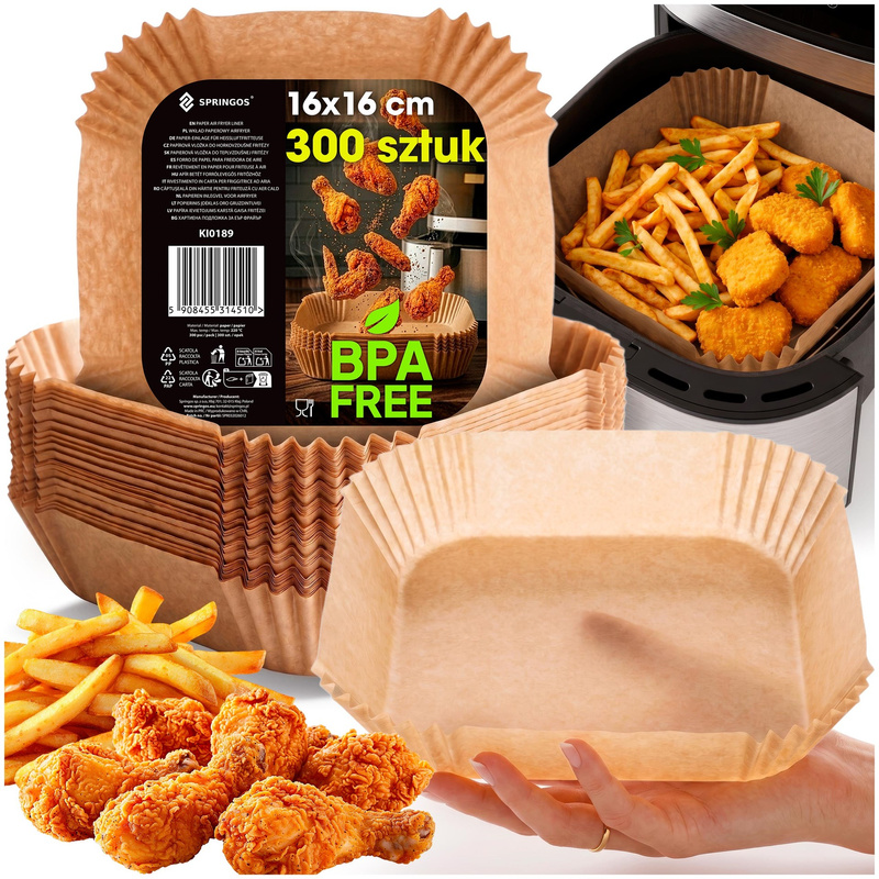 Wkłady do Airfryer 300 szt. 16x16 cm papierowe tacki do frytkownicy beztłuszczowej