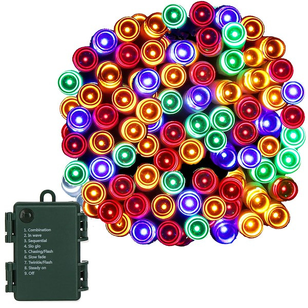 Lampki choinkowe 100 LED na baterię multikolor z programatorem