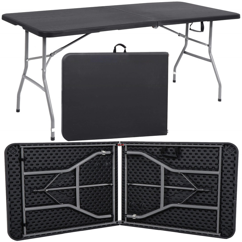 Stół cateringowy 180 cm bankietowy składany w walizkę stolik ogrodowy, turystyczny czarny
