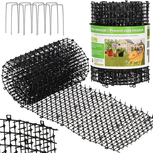 Mata z kolcami odstraszająca ptaki i koty ochronna czarna