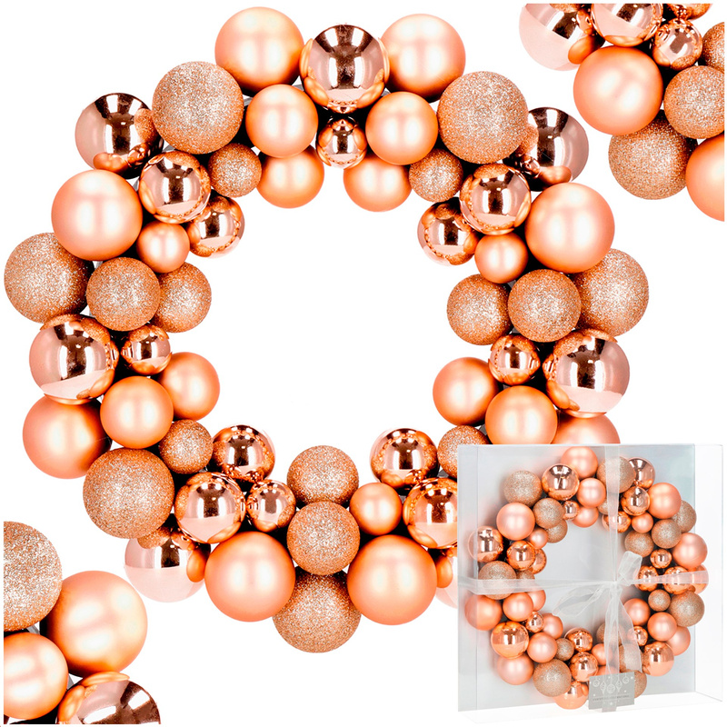 Wianek świąteczny z bombek, wieniec na drzwi 34 cm stroik, złoty