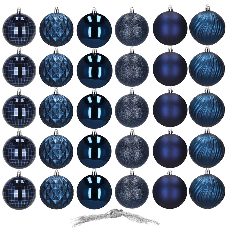 Bombki choinkowe 8 cm 30 szt. granatowe zestaw świąteczny