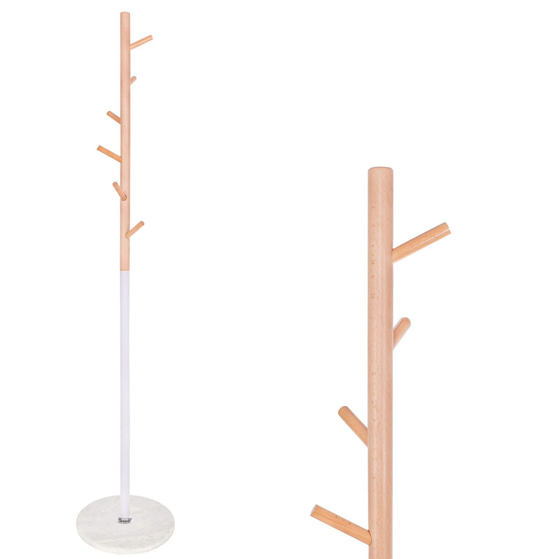 Wieszak na ubrania 172cm stojak podłogowy marmur biały