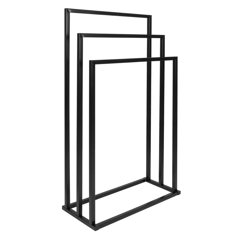 Stojak łazienkowy na ręczniki 3-ramienny czarny