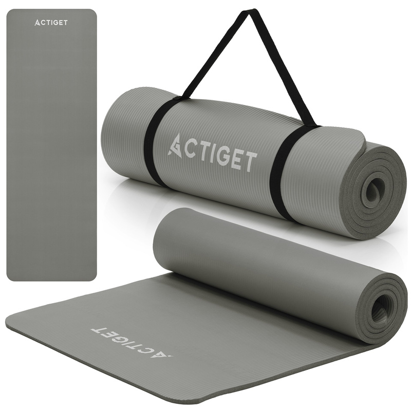 Mata do jogi, ćwiczeń fitness antypoślizgowa 183x61 cm materac do pilates, szary