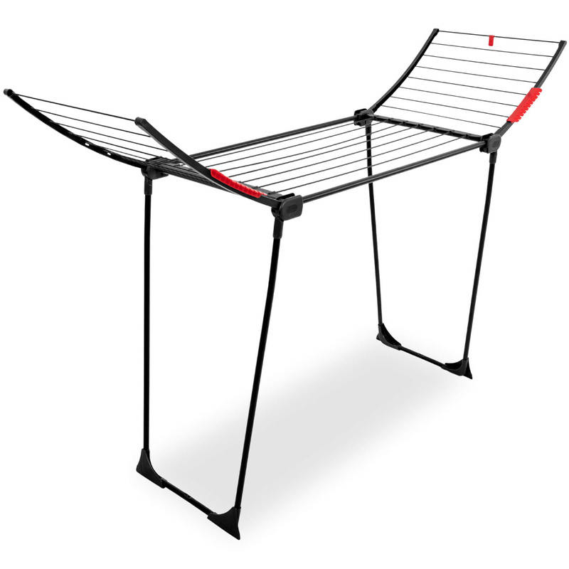 Składana suszarka na pranie, ubrania rozkładana balkonowa, do domu, z haczykami na skrzydłach