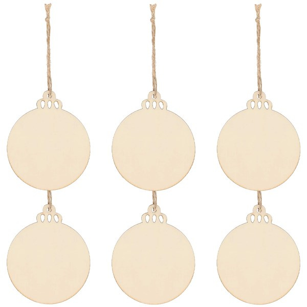 Ozdoba choinkowa drewniana 7cm bombki świąteczna zawieszka zestaw 6 szt.