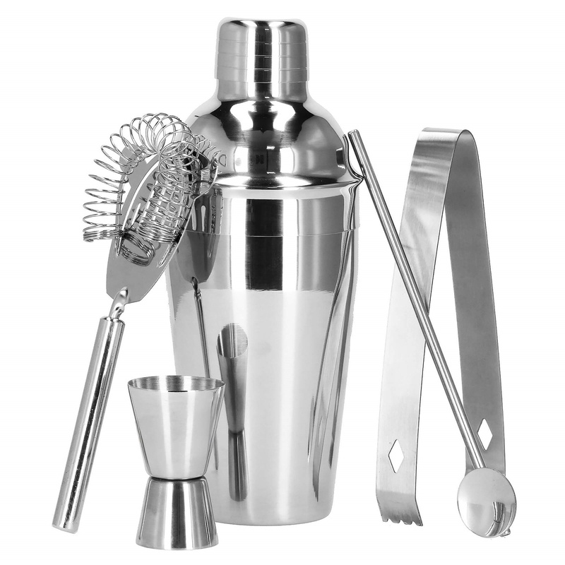 Zestaw barmański 5 elementów do drinków shaker 550 ml stal nierdzewna srebrny