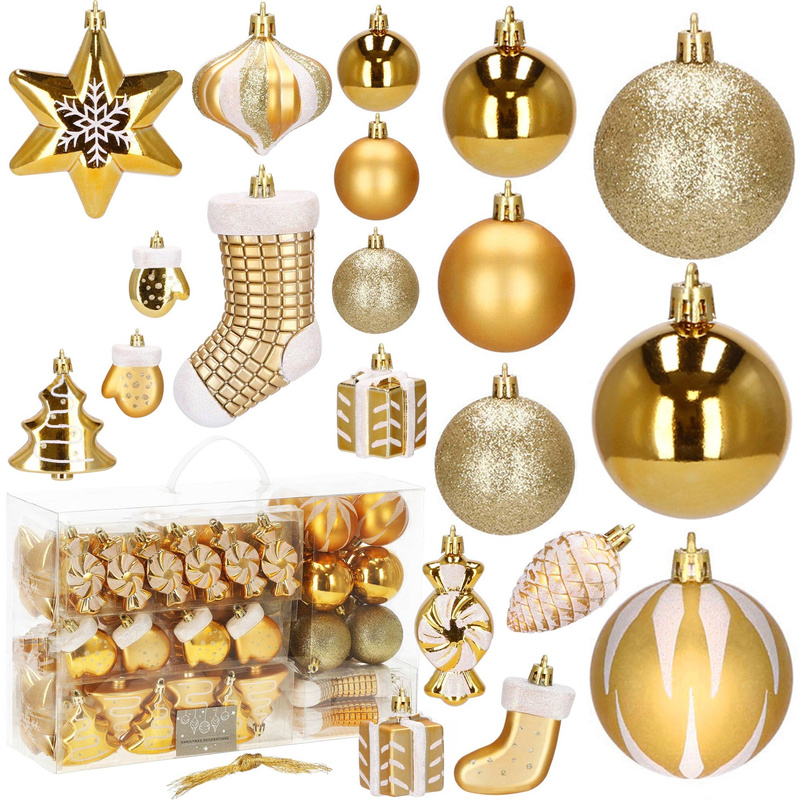 Bombki choinkowe 77 szt. ozdoby świąteczne złoty