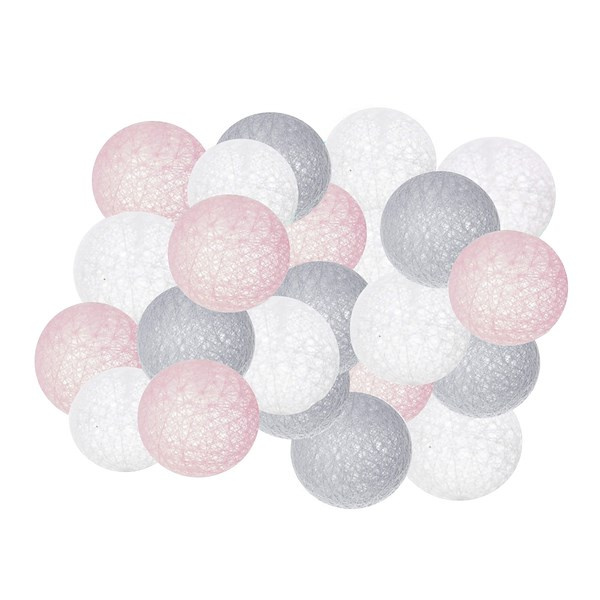 Cotton balls 20 kul lampki dekoracyjne 20 LED kulki białe różowe popielate