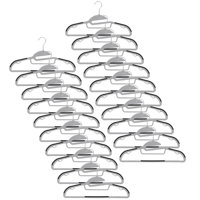 Wieszaki na ubrania, plastikowe zestaw 20 szt. antypoślizgowe szaro-czarne