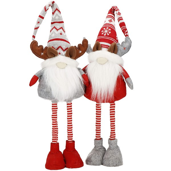 Skrzaty 80 cm renifer 2 szt. krasnal świąteczny, gnom z teleskopowymi nózkami