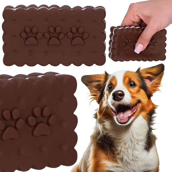 Zabawka piszcząca dla psa ciastko gryzak dla zwierząt brązowo-biały