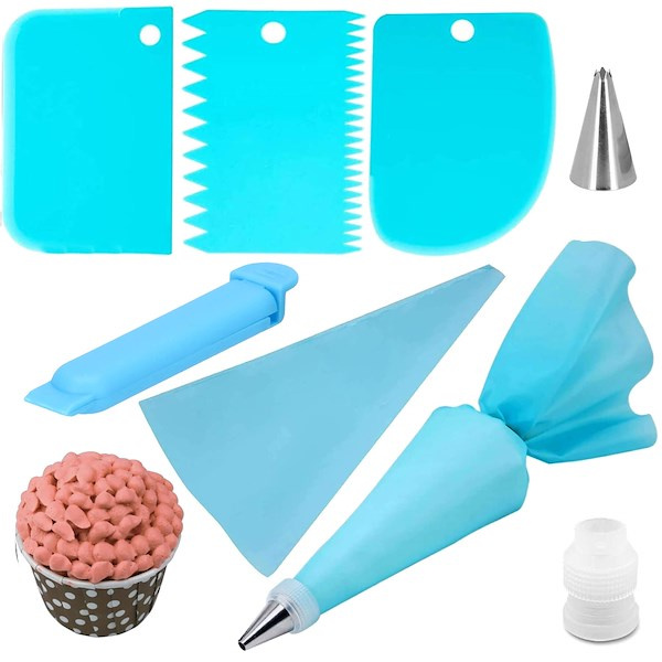 Zestaw cukierniczy do dekoracji ciast 7 el. rękaw cukierniczy, tylki, szpatułki