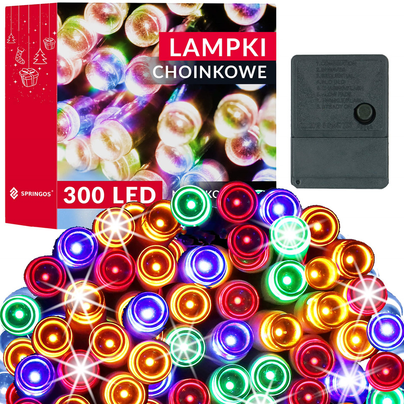 Lampki świąteczne 300 led multikolor 22,5 m oświetlenie choinkowe wewnętrzne