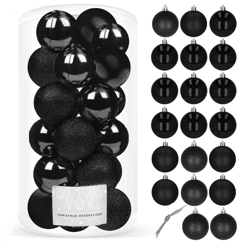 Bombki choinkowe 20 szt. ozdoby świąteczne zestaw 5 cm czarny