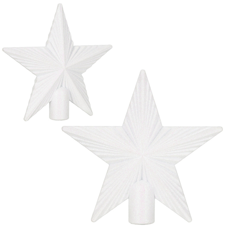 Gwiazda na choinkę 21 cm szpic brokatowy ozdoba świąteczna czubek biały