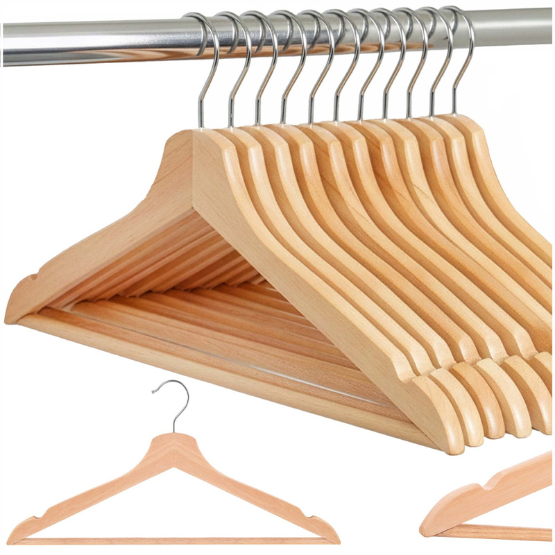 Wieszaki na ubrania do szafy, drewniane zestaw 10 szt. jasnobrązowy