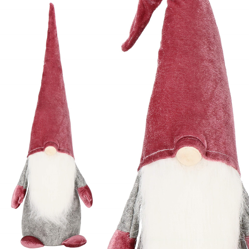 Skrzat 55 cm, krasnal świąteczny, ozdoba świąteczna gnom z weluru