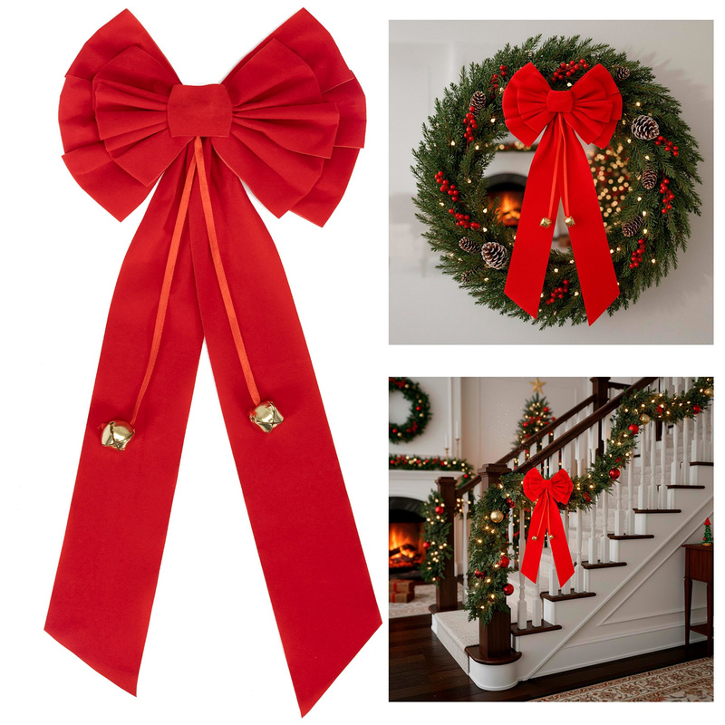 Kokarda świąteczna 52 cm dekoracja na choinkę, drzwi, ozdoba do stroika, czerwona