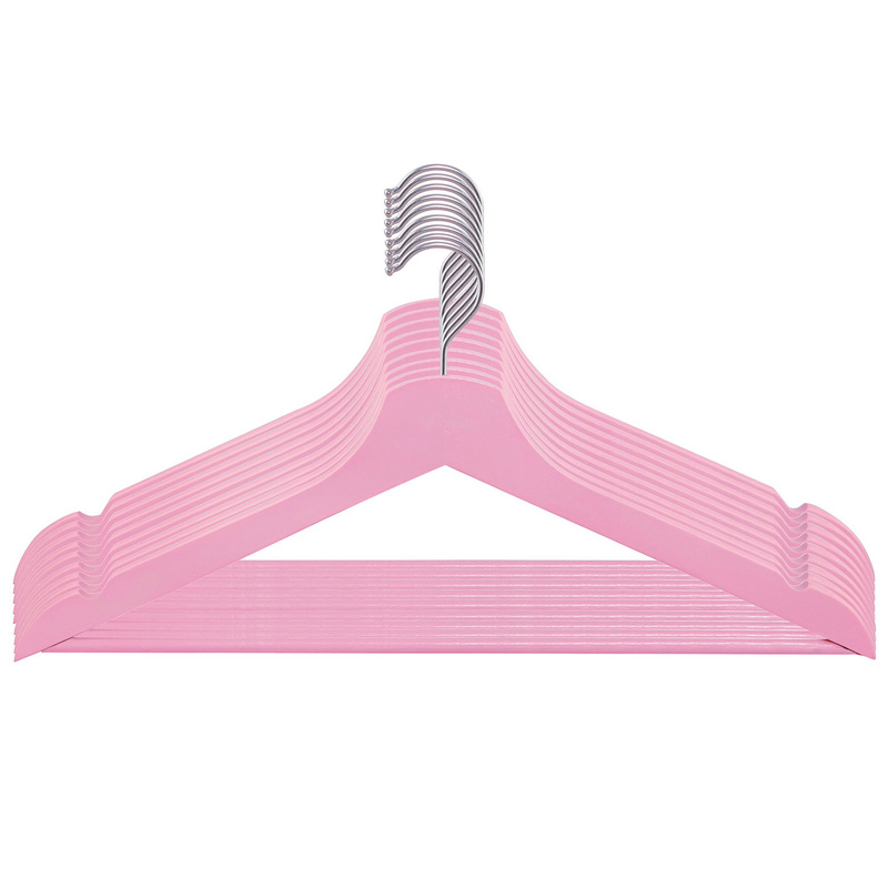 Wieszaki na ubrania drewniane zestaw 9 szt. różowe