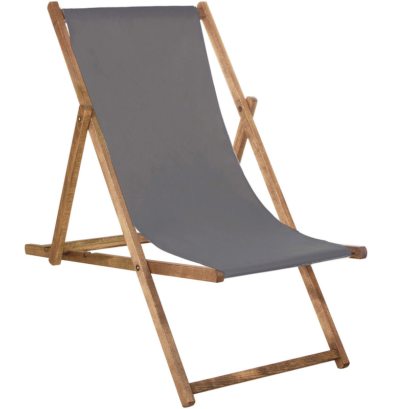 Leżak plażowy, drewniany z 3-stopniową regulacją, do ogrodu, grafitowy