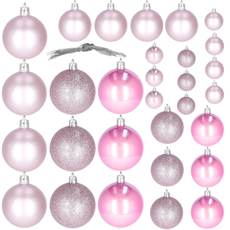 Bombki choinkowe 30 szt. ozdoby świąteczne różowy