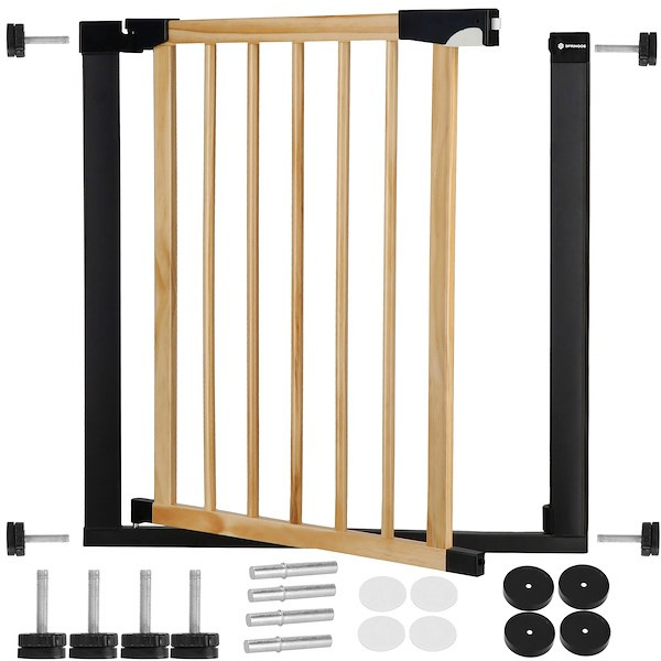 Barierka na schody 75-82 cm ochronna bramka rozporowa, zabezpieczająca brązowo-czarna